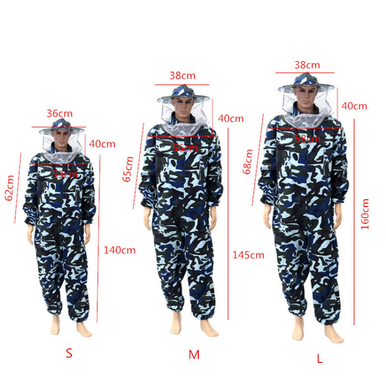 Traje de Apicultura de una Pieza, Color Azul Marino Camuflado, Traje de Protección contra Abejas, a Prueba de Insectos