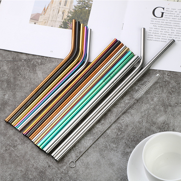 Stainless steel straws manufacturer milk tea coffee metal straw set…