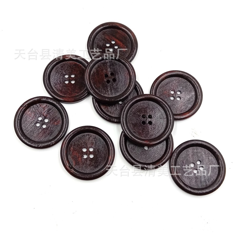 50mm cuatro ojos botones de ala fina color café oscuro 10 por paquete