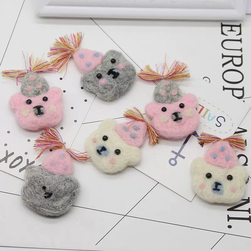 雪人羊毛毡成品圣诞节装饰材料小熊卡通发饰头饰手工DIY胸针配件