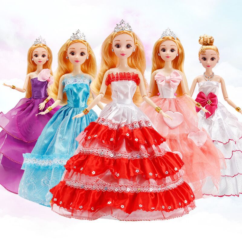 Barbie Doll Girl 3D Real Eyes Fashion Big Dress Princess Gift Box Girl Doll Princess Sweet Toy Set