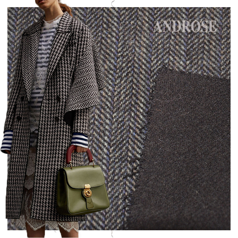 促销 人字鱼骨纹羊毛双面呢 双面异色 秋冬大衣呢料质感人字纹