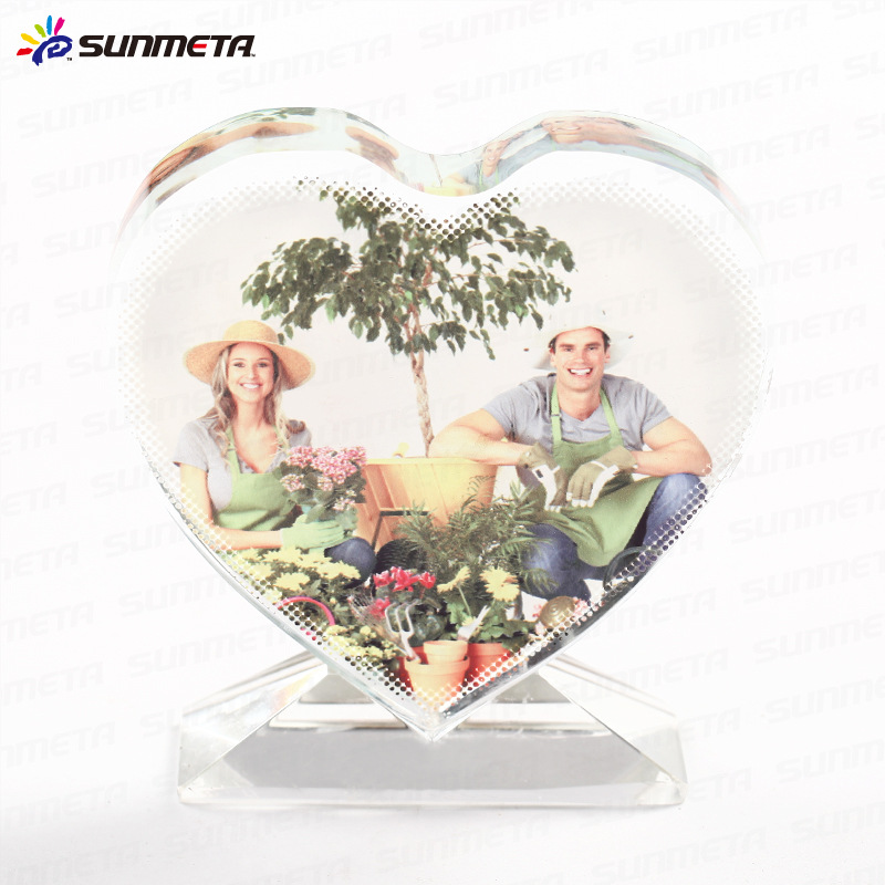 Cristal en forma de corazón regalo decoración cristal imagen blanca en blanco de alta gama de cristal artesanía amor creativo decoración mesa invitado imagen impresa
