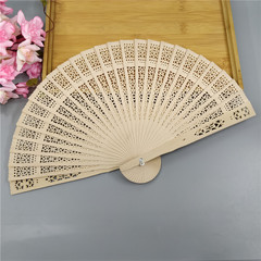 8-inch full-flush fragrant wood fan, Dolphin, Star and Moon Honeycomb, Sunflower Hollow Folding Fan, Wedding Return Wooden Gift