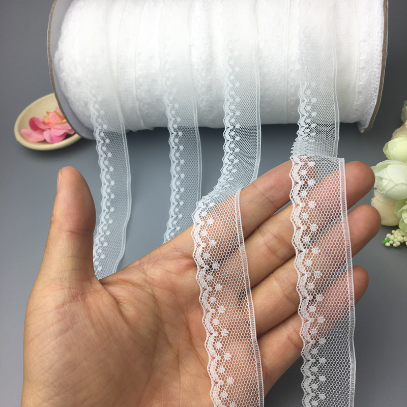 2CM网孔点点蕾丝花边 手感柔软加密花型，DIY雨伞花边 现货供应