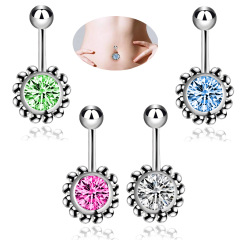 Large 1.6mm 5/8mm Fan-shaped Ball Arrangement Navel Ring, Sunflower Navel Ring Q00093