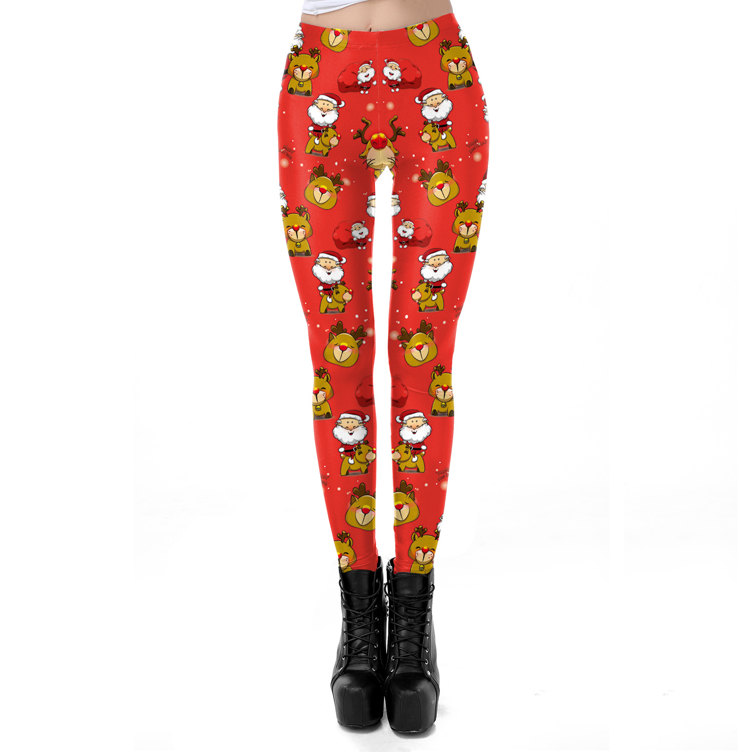 Women Christmas Digital Print Tight Leggings