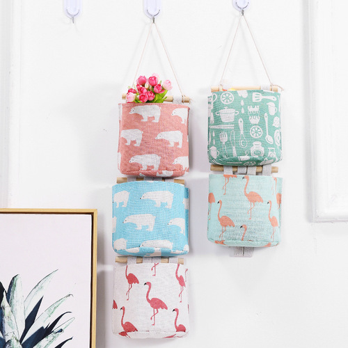 Self-produced and self-sold, the single pocket hanging bag for girls' heart fire red bird on the wall, wall-mounted, door rear storage bag, dormitory storage bag 