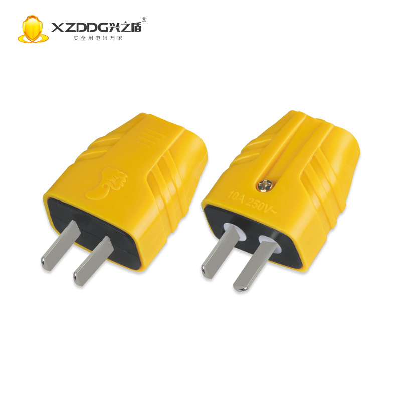 厂家批发一体铜大功率二插头PC聚碳单相二极插头2脚两脚转动插只