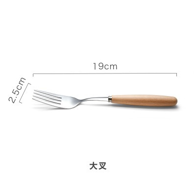 Hogar mango de madera de acero inoxidable 304 tamaño comedor cuchillo tenedor cuchara palillos cocina portátil suministros vajilla mango de madera creativa