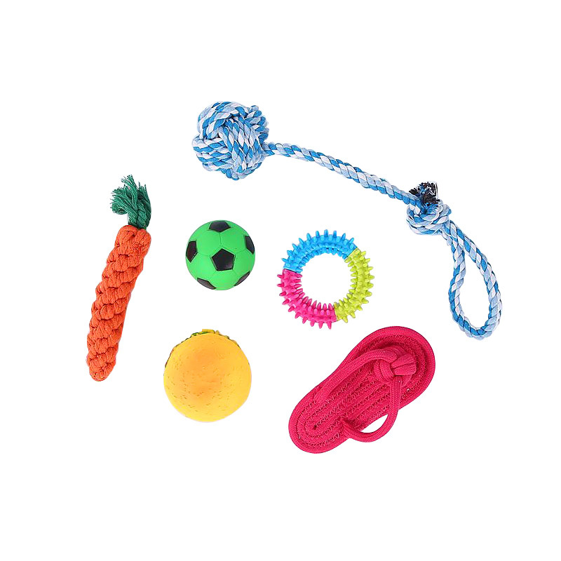 Los fabricantes suministran combinación de juguetes para mascotas, juego de 10 piezas, juguetes para mascotas tpr, juguetes molares de cuerda para perros Corgi