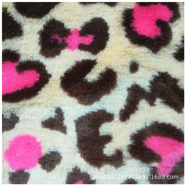 现货提花爱心豹纹长毛绒时装毛领童装保暖玩具装饰面料