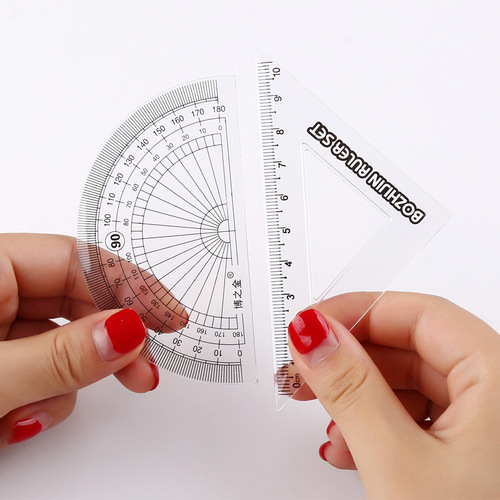 Korean creative stationery bag ruler triangle plate protractor soft ruler student supplies drawing charting ruler set