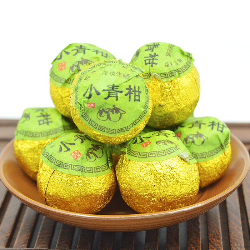 日晒新会小青柑宫庭普洱熟茶青皮柑陈皮桔普茶叶散装批发500g陈香