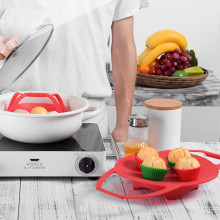 工厂现货直销可伸缩折叠蒸笼篮 食品级水果盘硅胶蒸盘小蒸架蒸盘