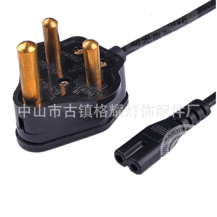 厂家热销小南非插头带两芯扁线T4T5八字尾电源线 组装式小南非