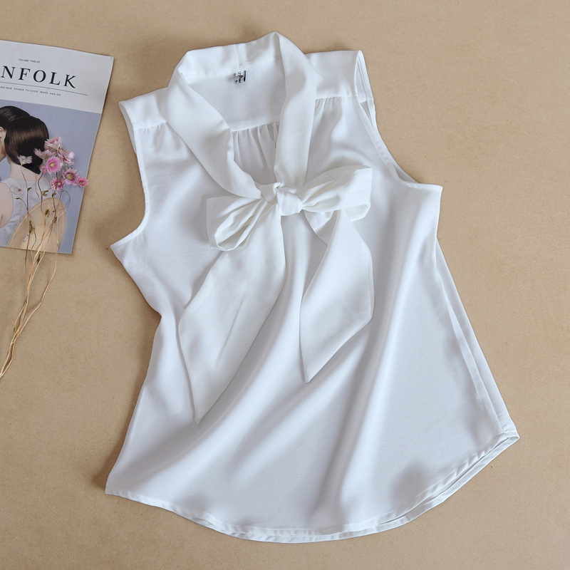 Black and White Chiffon Sleeveless Shirt Spring and Summer New Korean-style All-match Loose Shirt Women's Strap Decorative Base Shirt