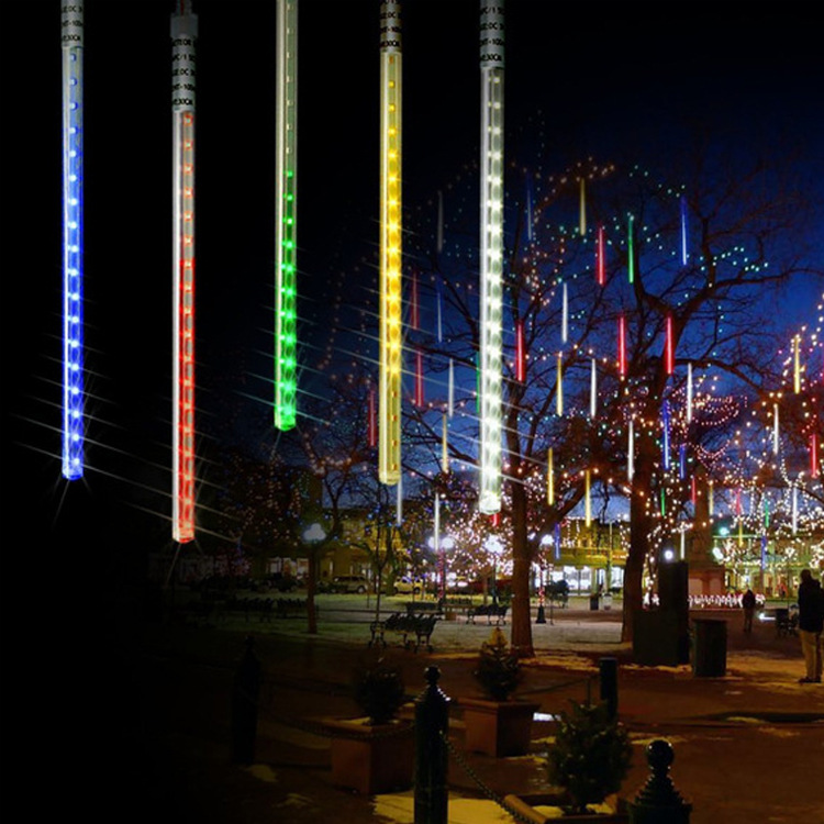 Solar meteoro luz cadena grande 10 LED meteoro impermeable al aire libre Festival de Navidad Festival de Primavera de color decorativo Cadena de luz