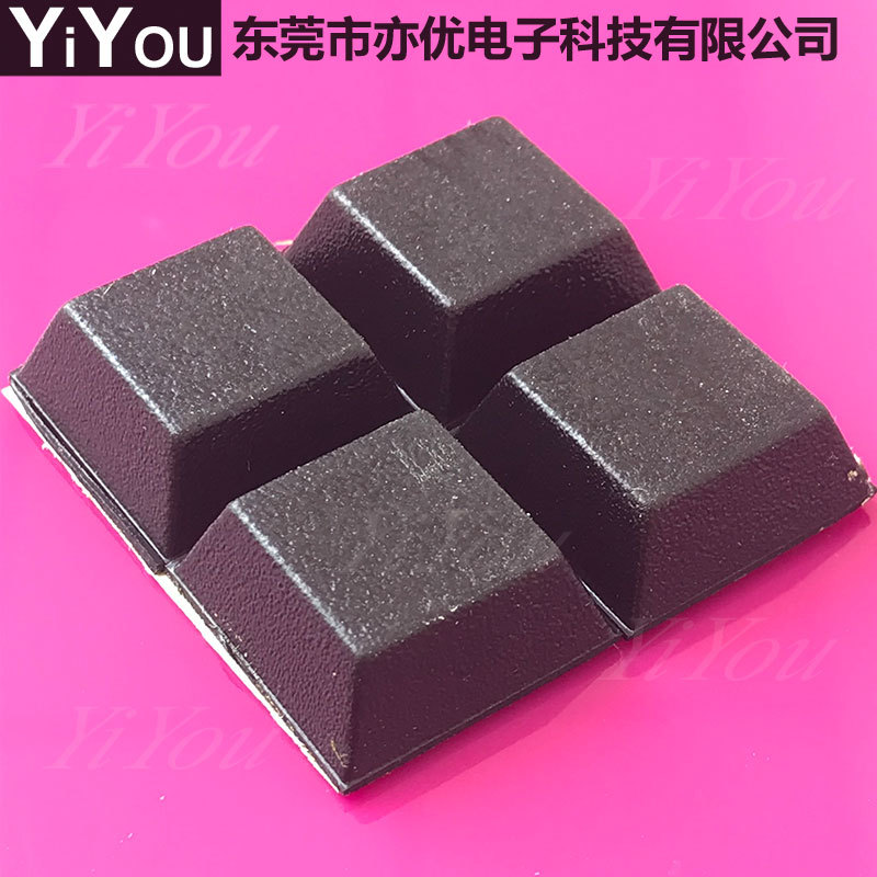 梯形橡胶垫硅胶垫背胶脚垫粘式四方平面橡胶垫脚防震增高机脚