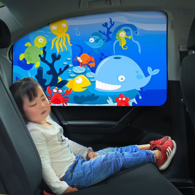 Car cartoon magnetic sun shield sunscreen folding sun shield car magnetic curtain sunshade window curtain