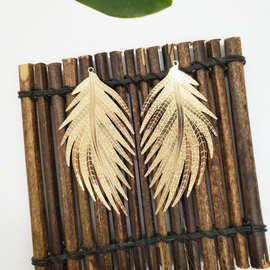 diy饰品配件黄铜保色金银电镀叶脉书签 手工耳饰材料韩版耳环配件