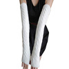 Demi-season street keep warm fashionable cute long knitted sleeves, Korean style, fingerless