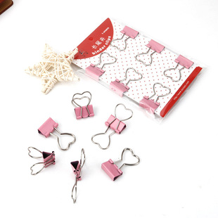 Zhengqi hardware production pink girl heart-shaped long tail clip office correction Bill file small clip sealing clip