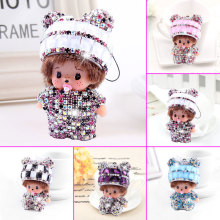 蒙奇公仔车载钥匙扣包包挂件挂饰手工DIY水晶贴钻镶钻材料包