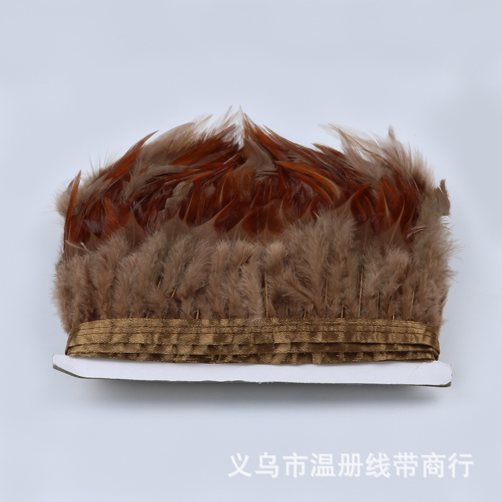 温册羽毛厂家现销各种鸡尖毛布边服装饰品辅料拉丁舞裙摆一米起