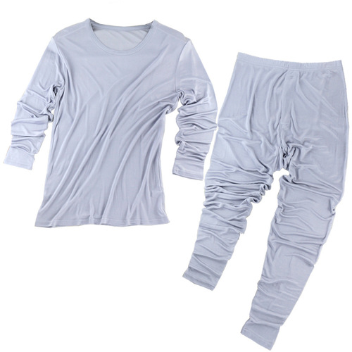 Huaye Silk Thermal Underwear Set Men's Solid Color Large Size Round Neck Mulberry Silk Breathable Bottoming Autumn Clothes and Autumn Pants Wholesale