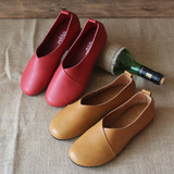 Подлинная кожаная ретро-бабушка обувь 2025 Весна Новый стиль серии Sen Оригинальные женские туфли ручной работы Японская плоская плоская уютная туфли