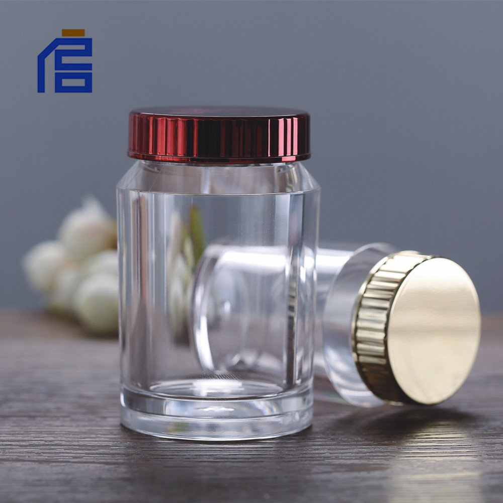 厂家供应110ml斜肩单层盖中药粉剂包装 亚克力保健品瓶分装瓶批发