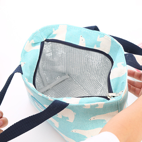 Artistic Cotton Linen Bento Bag Insulated Lunch Bag for Girls Storage Bag Portable Picnic Bag Ice Bag Insulated Rice Container Bag