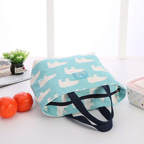 Artistic Cotton Linen Bento Bag Insulated Lunch Bag for Girls Storage Bag Portable Picnic Bag Ice Bag Insulated Rice Container Bag
