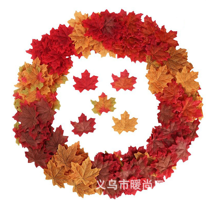 En stock Amazon transfronteriza caliente 8cm simulación hoja de arce planta 100 unids un paquete de accesorios de la escena de la foto de la boda