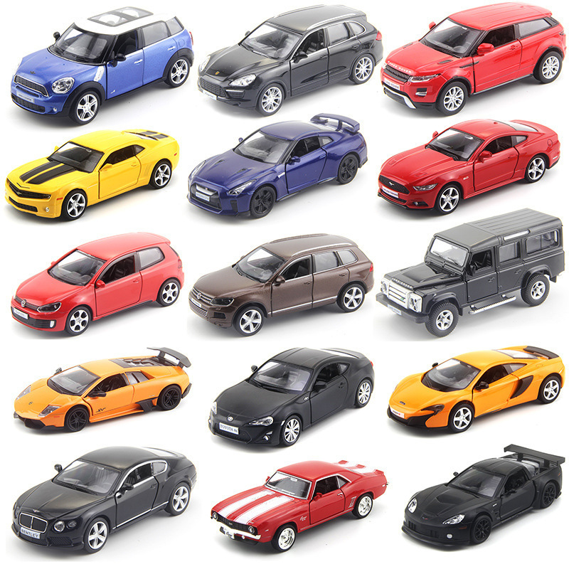 Pull Back Alloy Car Model Land Rover Volkswagen Audi Toyota Lamborghini Porsche with Car Logo Cake Ornaments