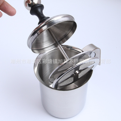 Japanese milk frother 800ml cappuccino Japanese double filter manual milk frother stainless steel coffee utensil