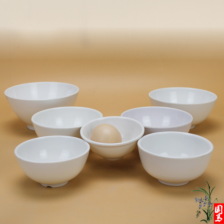 小米饭碗 家用中式餐具批发汤粥碗快餐厅酒店纯白色火锅4.5寸方碗