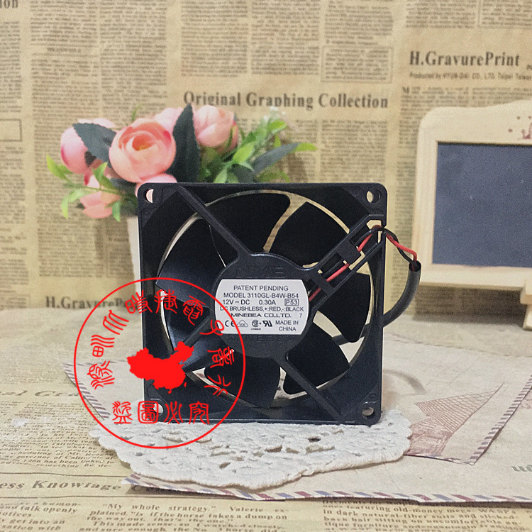 原装 NMB 3110GL-B4W-B54 12V 0.30A 8CM 8025 2线 散热风扇