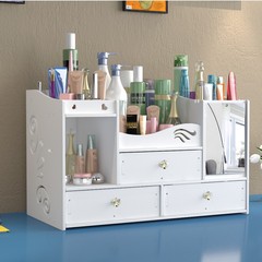 Household multi-layer jewelry box large-capacity cosmetic mirror storage box drawer-type desktop cosmetics storage box with mirror
