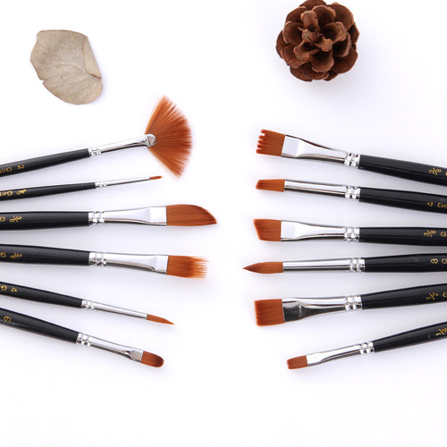 12 pieces of short-stem copper tube nylon brushes, various shape combination watercolor pen set, gouache