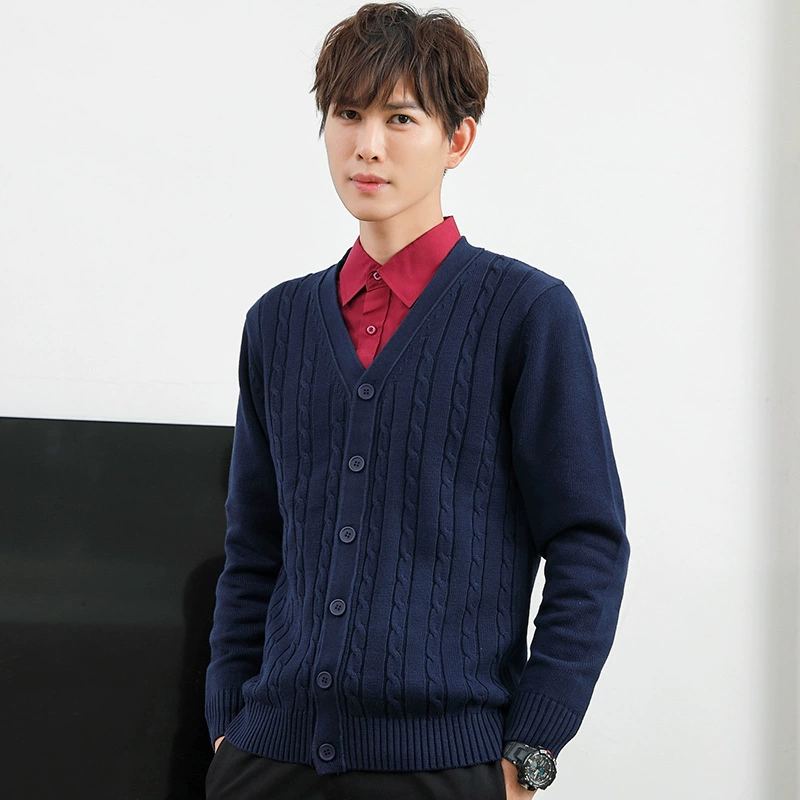 [Распродажа] Кардиган Свитер Мужское весенне-осеннее пальто в Корейском стиле Новая Мужская трикотажная одежда с V-образным вырезом Повседневная приталенная модная