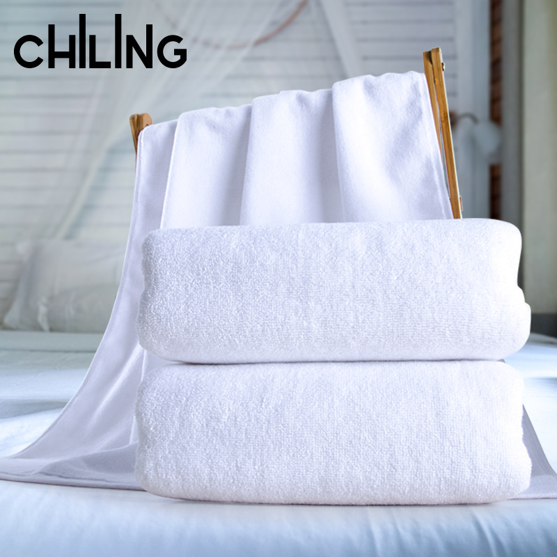 Hotel Special Large Towel White Hotel Bath Towel Cotton White Adult Star Thickened Large Embroidered logo