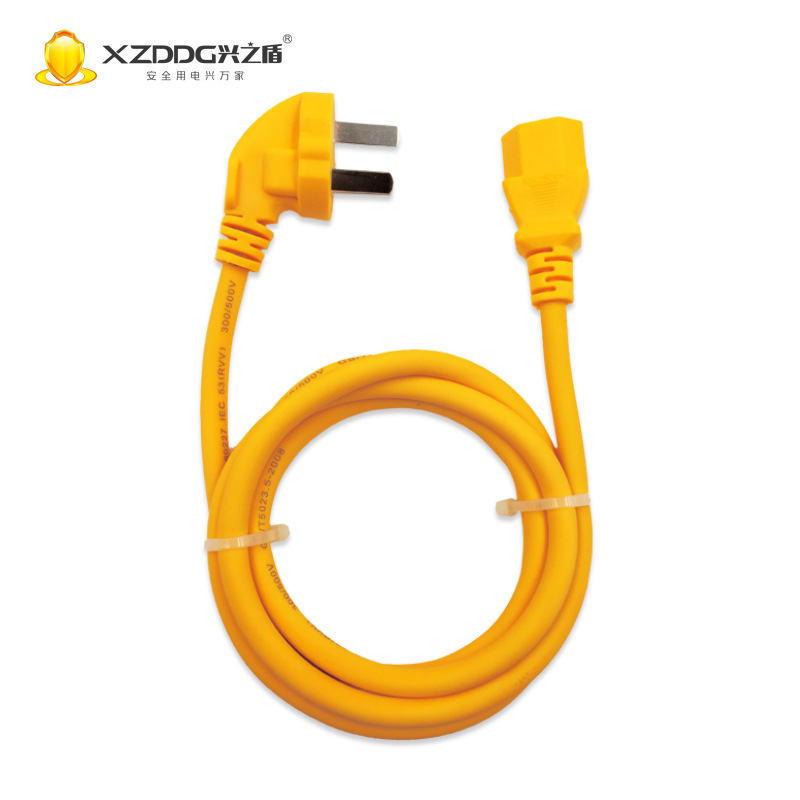 厂家批发 黄色橡胶料品字尾 大功率电源连接线 纯铜三芯075平方