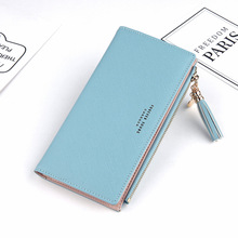 现货CarrKen新款都市简约中长款女女士纯色PU皮十字纹钱包