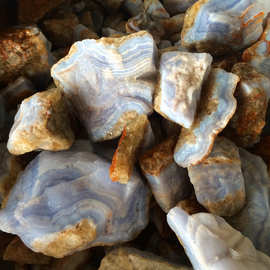 天然巴西蓝纹玛瑙原石蓝玉髓 缠丝玛瑙毛料 摆件雕刻3-4厘米一个