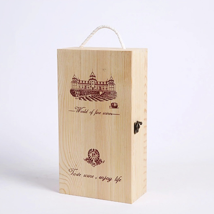 红酒木盒 曹县木质红酒盒葡萄酒礼盒双支装礼品包装盒酒水收纳盒