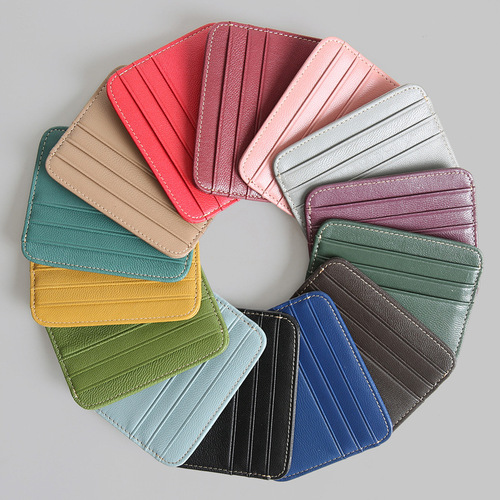 Card holder women's ultra-thin wallet genuine leather mini multi-card slot sheepskin credit card holder small card holder simple women's men's