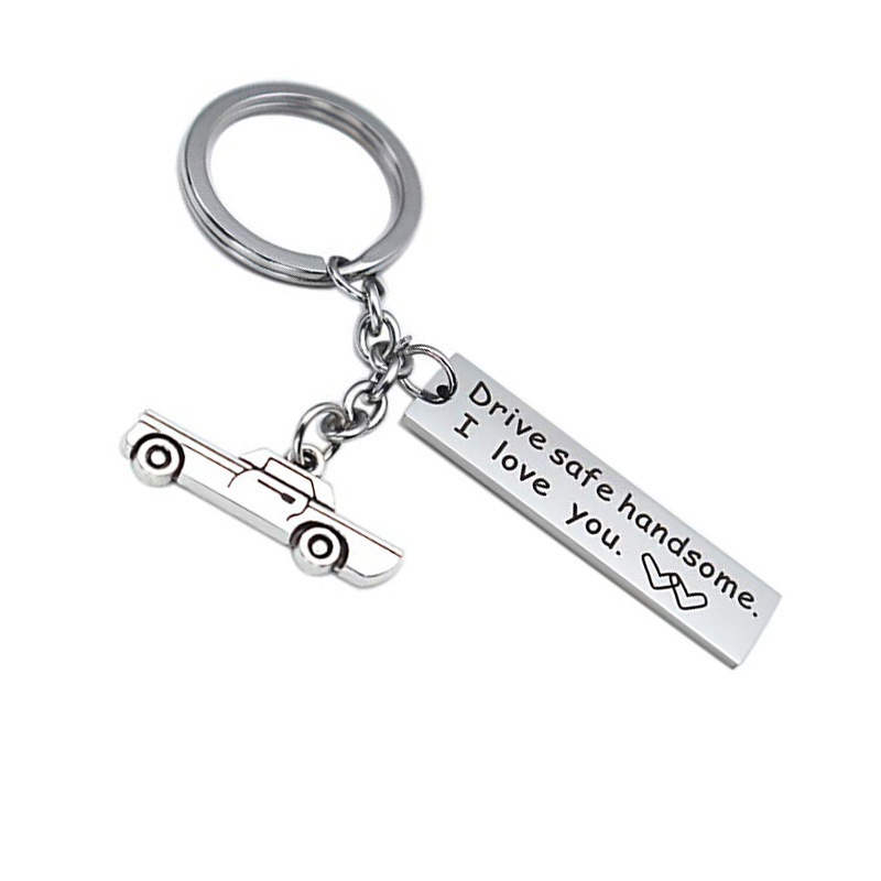 DIY car pendant Drive Safe Handsome I love you keychain stainless…