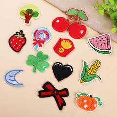 Embroidered patch with cute corn and fruit design, computer-stitched for clothing decoration, new patch with embroidered patterns
